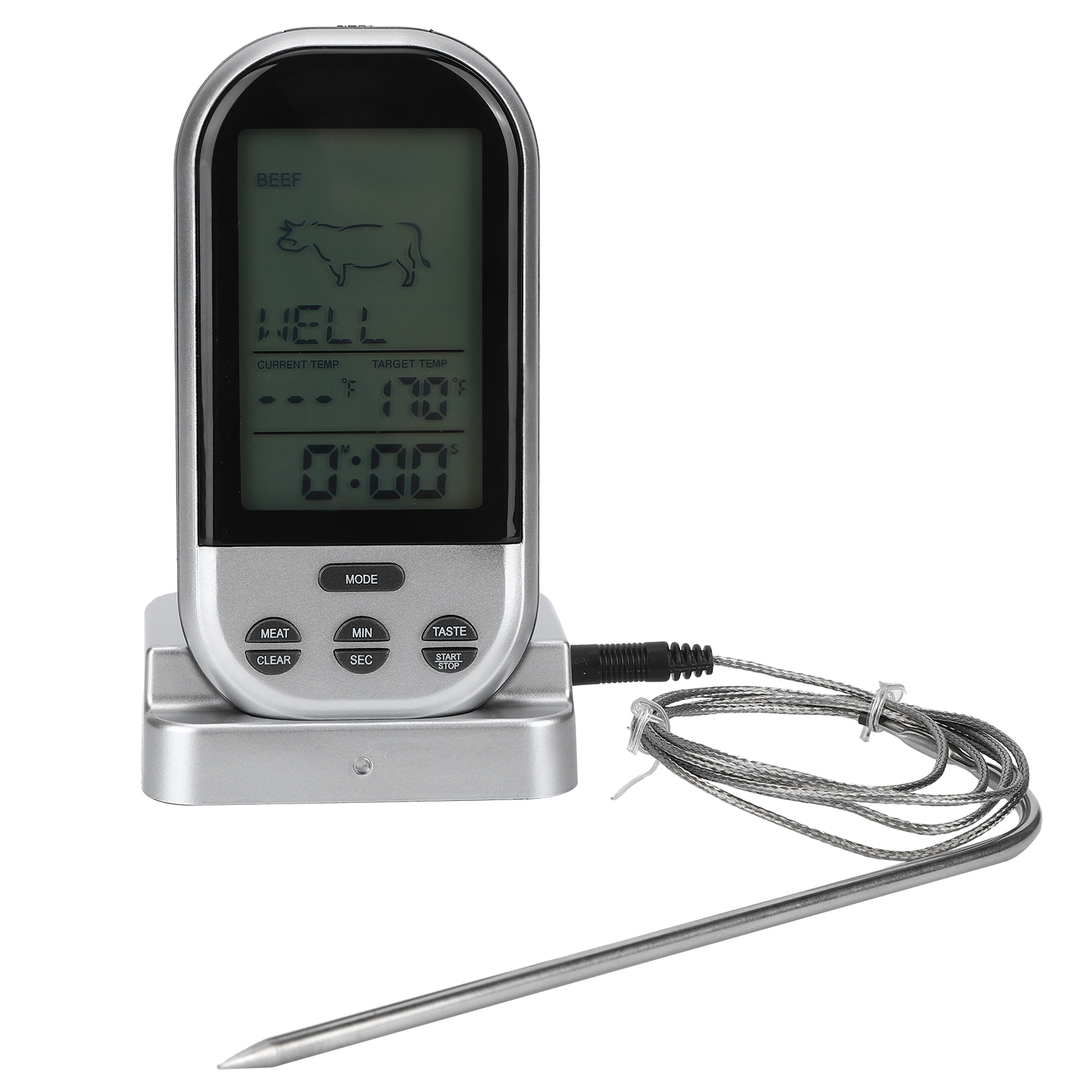 Kabelloses Digitales Elektronisches Lebensmittelthermometer Mit Sonde Zum Grillen, Barbecue Und Kochen Zu Hause