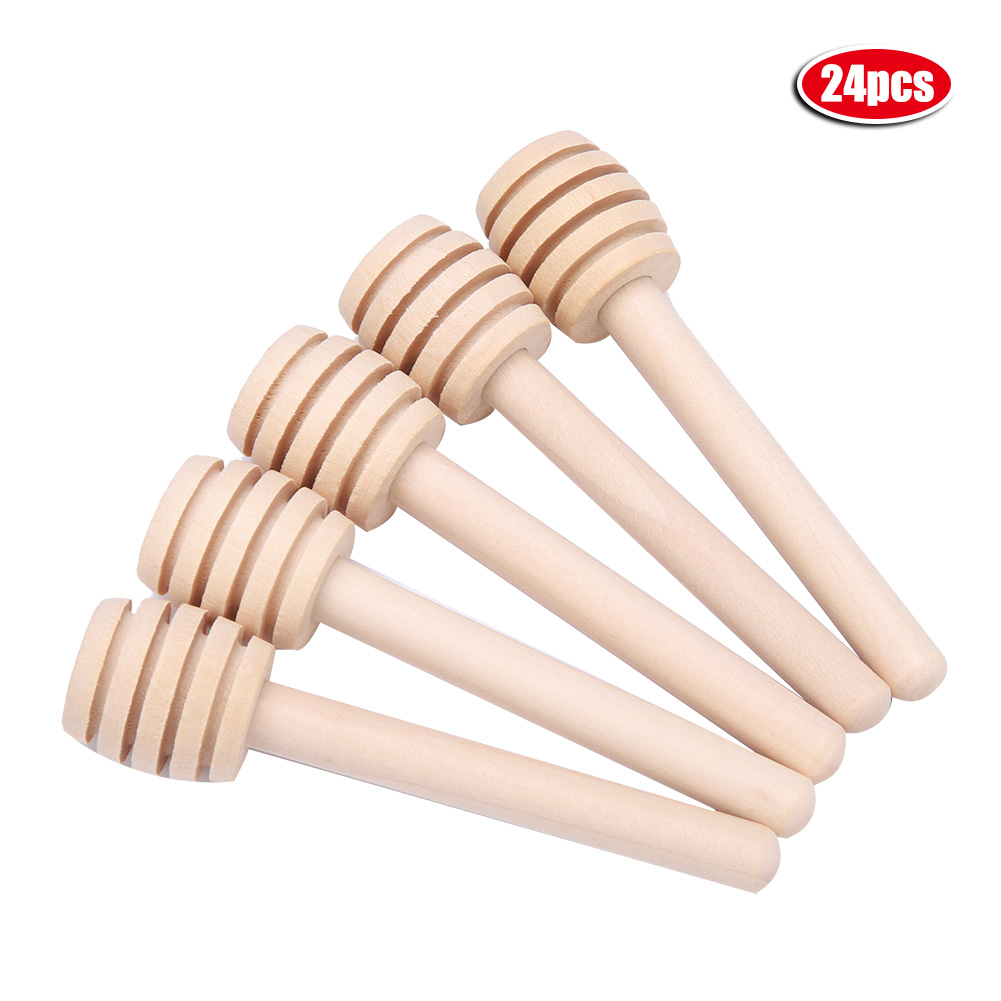24 Holzstäbchen Zum Ausgießen Von Honig, Marmelade Und Sirup, Mit Rührstab, Küchenutensilien (8 Cm)