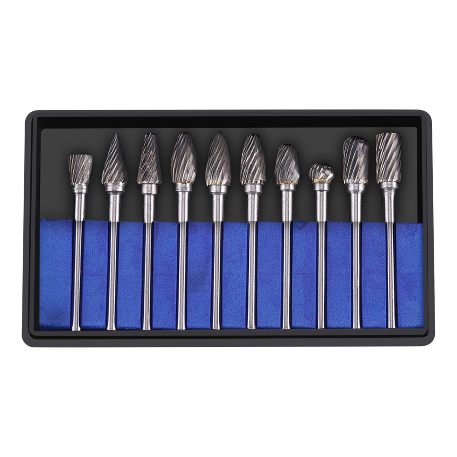 Satz Von 10 Rotationsfräsern Aus Wolframkarbidstahl, 3 Mm Schaft, 6 Mm Schnittdurchmesser, Einzelschnitt.