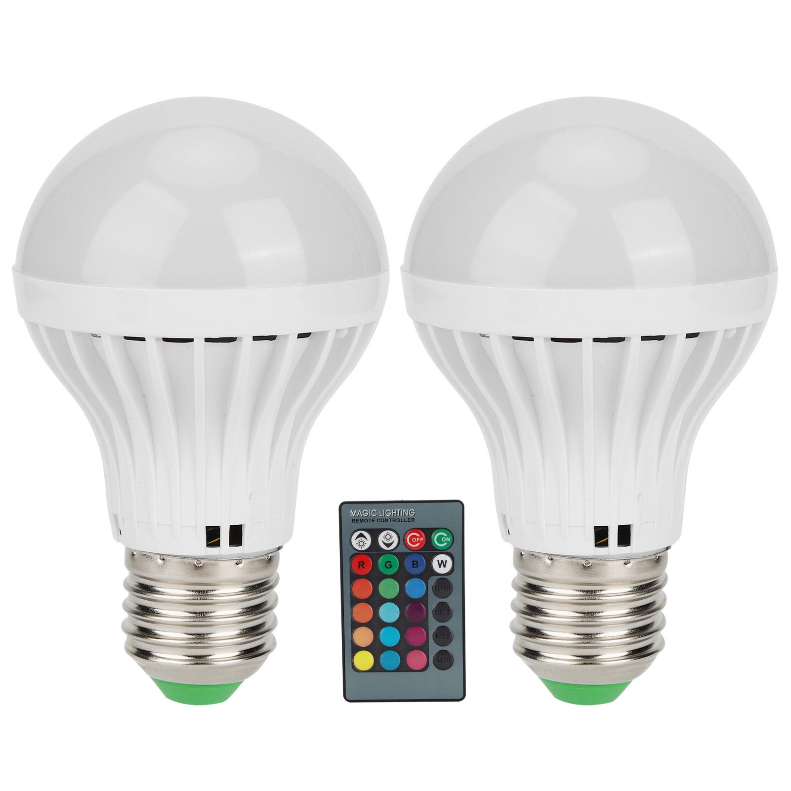 2er-pack E27 3w Rgb-farbwechsellampen Für Die Heimbeleuchtung Mit Fernbedienung 85v-265v
