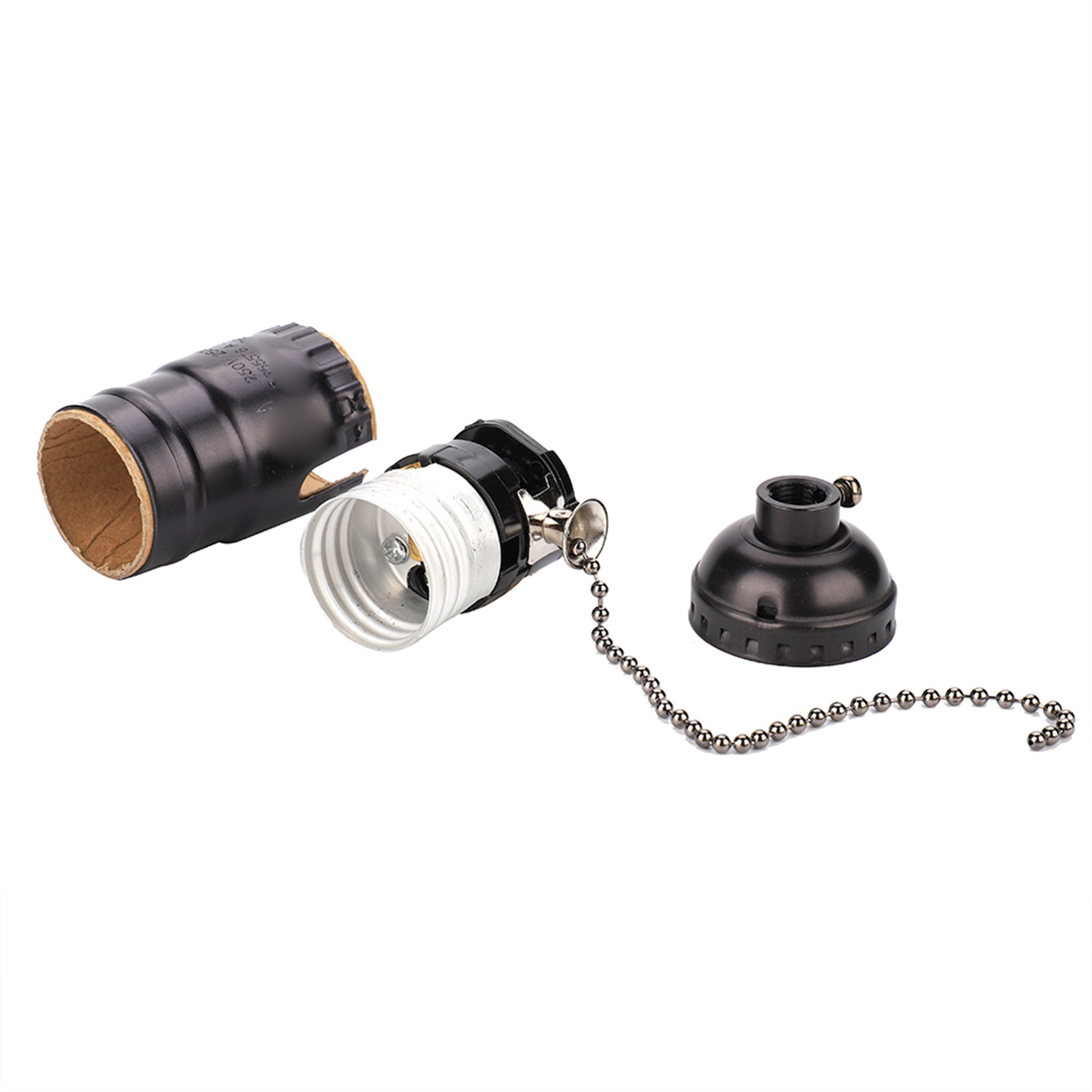 Vintage-stil Aluminium E27 Fassung Mit Kette Für Schreibtischlampe, Schraubsockel (schwarz)