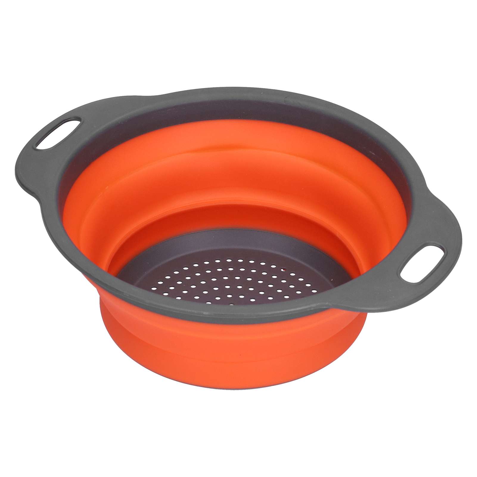 Runder, Zusammenklappbarer Silikon-abtropfkorb Mit Griff Für Obst Und Gemüse, Kleine Größe, Orange.