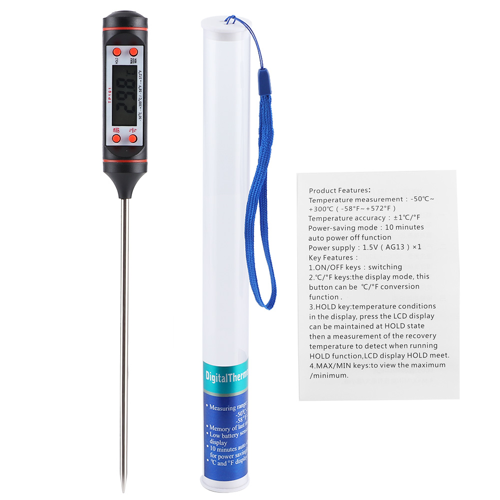 Digitales Lebensmittelthermometer Mit Sonde, Fleischthermometer Mit Aufbewahrungsbox Für Grill- Und Küchenutensilien