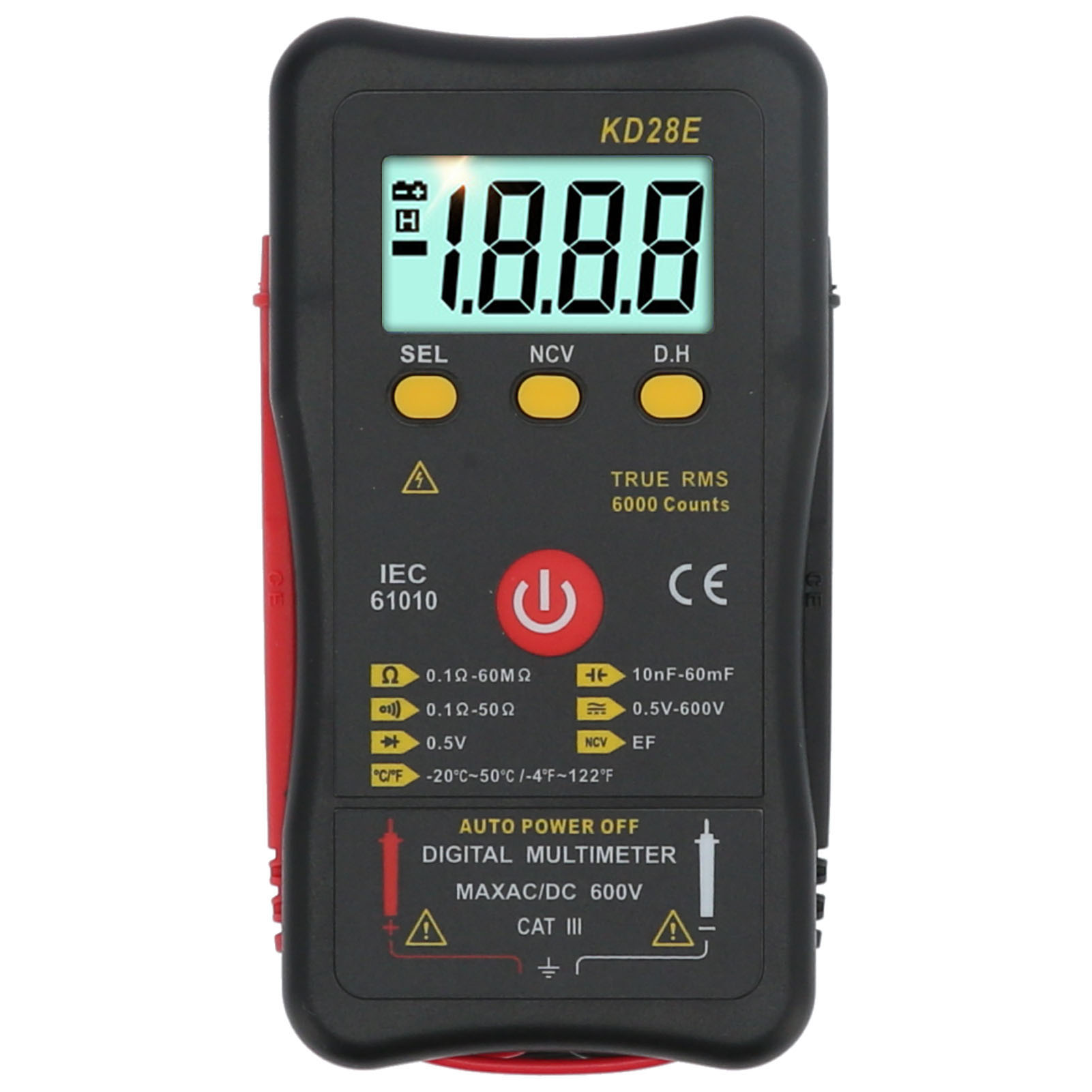 Multifunktionales Digitales Multimeter Mit Datenhaltefunktion, Berührungsloser, Intelligenter Tragbarer Voltmeter True Rms (kd28e)