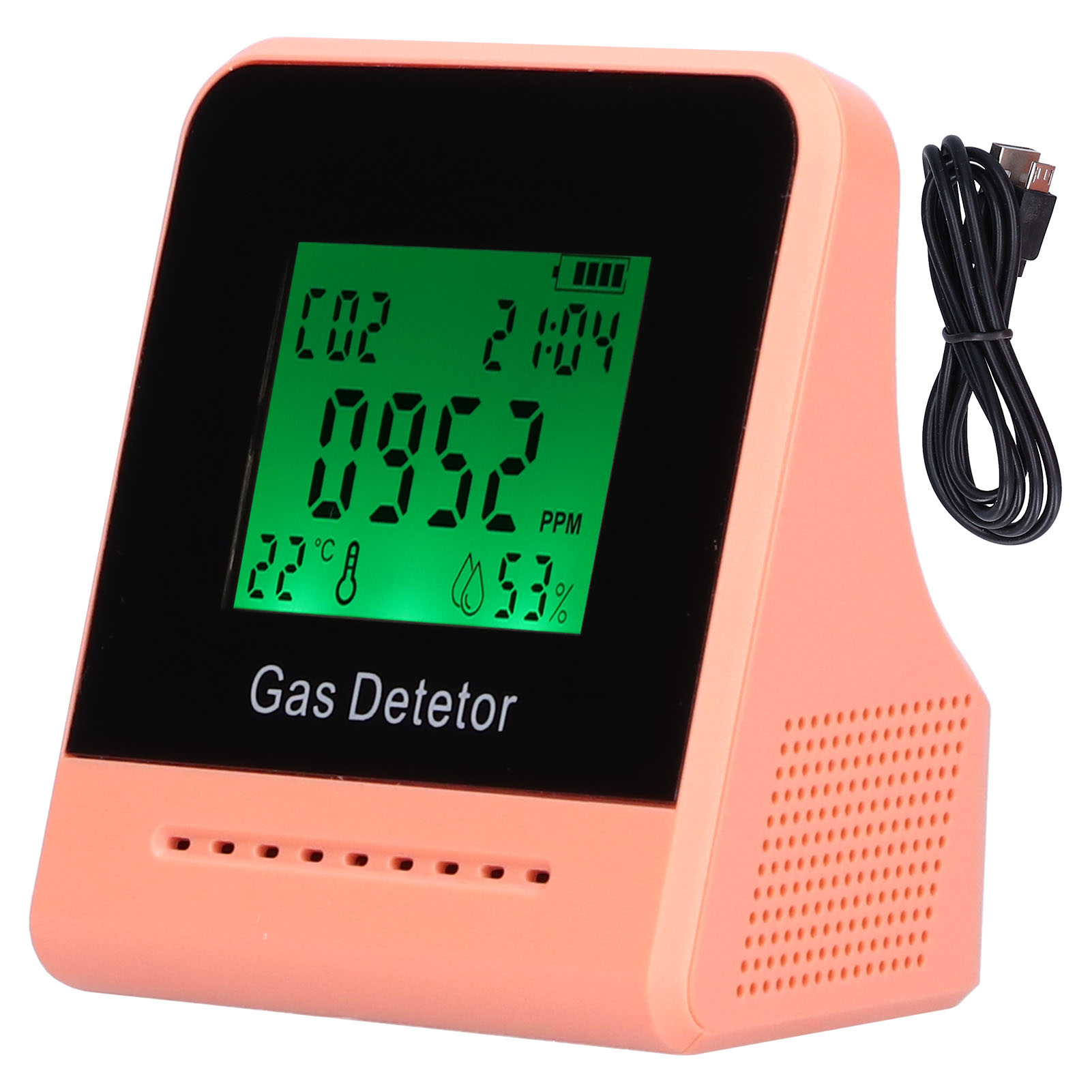 Luftqualitätsdetektor 400-5000 Ppm Co, Temperatur- Und Feuchtigkeitsmonitor Mit Uhr Und Usb-ladefunktion (rosa)