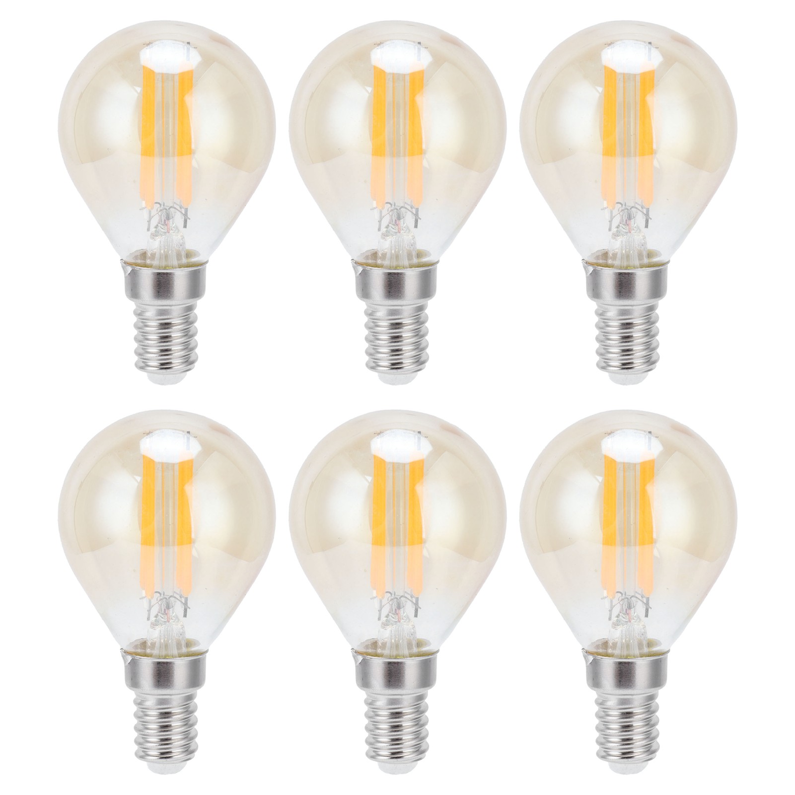 Packung Mit 6 G45 Led-lampen Mit Goldfaden, 2700k, 4w, E14-sockel, Klarglas, Warmweißes Licht, 220-240v.