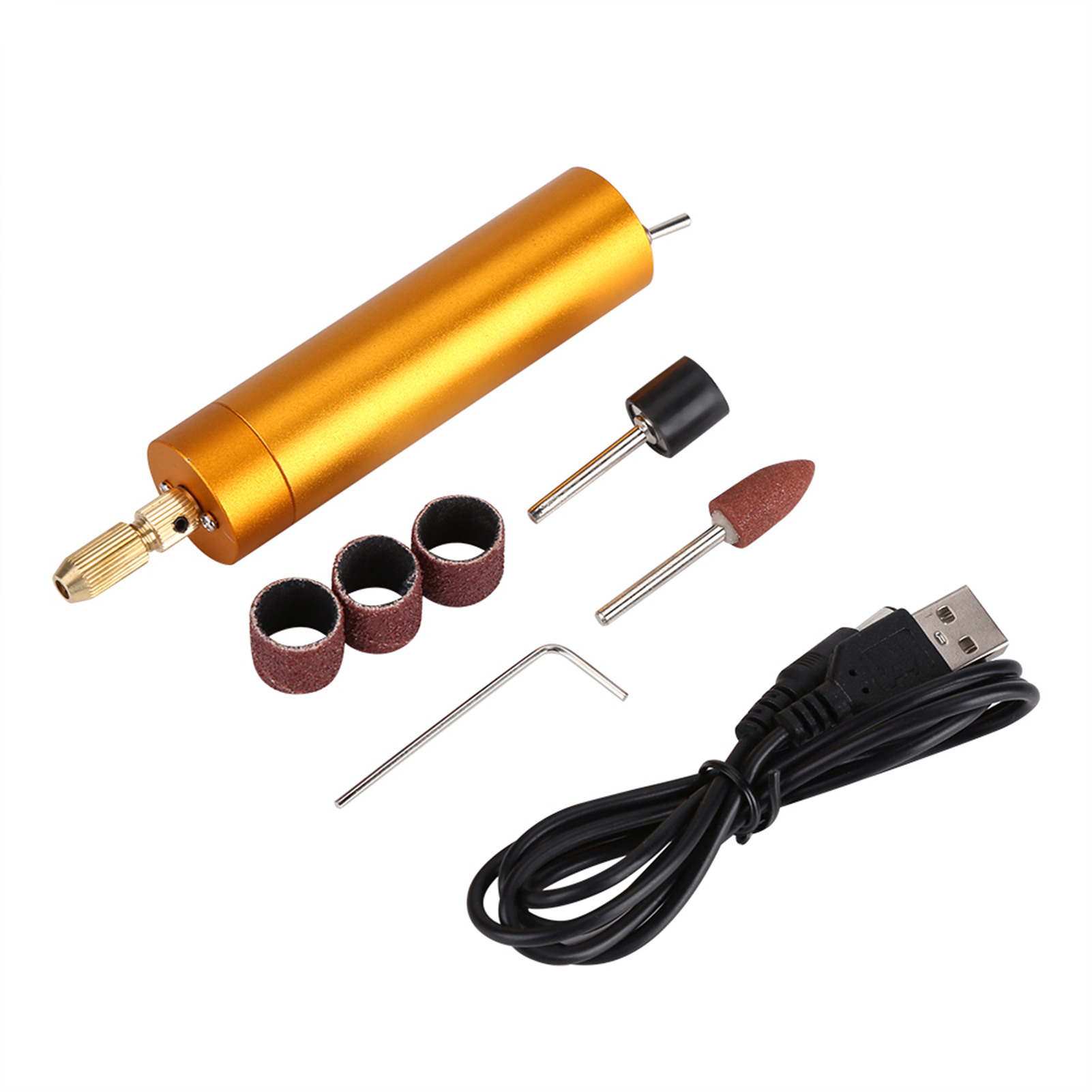 Mini-usb-elektrobohrmaschine Für Heimwerker, Schleif-, Polier- Und Gravierwerkzeugset, Gold