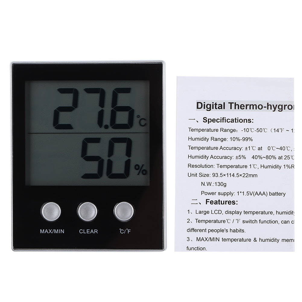 Digitales Elektronisches Lcd-thermometer-hygrometer Für Den Innenbereich, Temperatur- Und Feuchtigkeitsanzeige