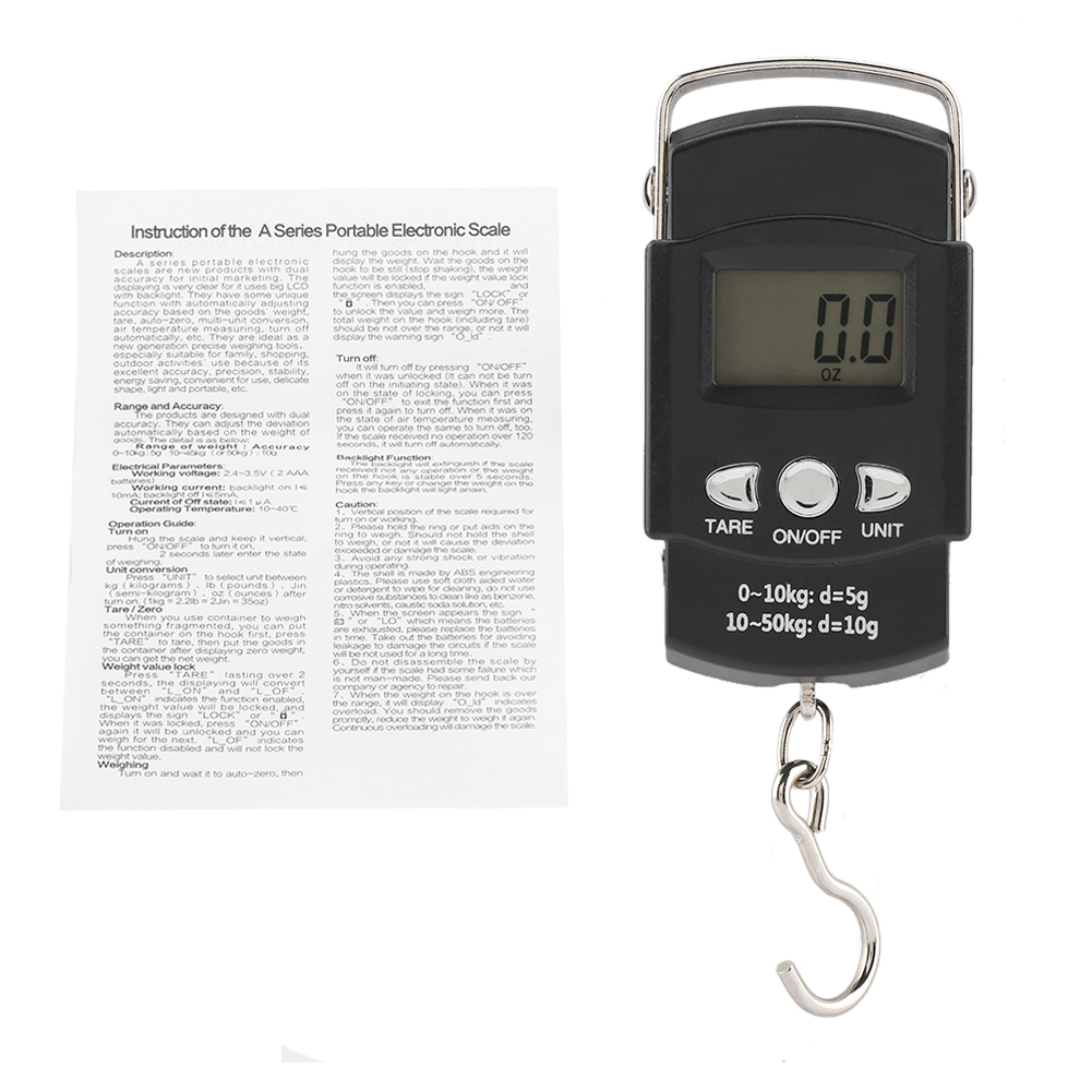 Tragbare Digitale Lcd-elektronikwaage 50 Kg/10 G Mit Haken Für Maßband