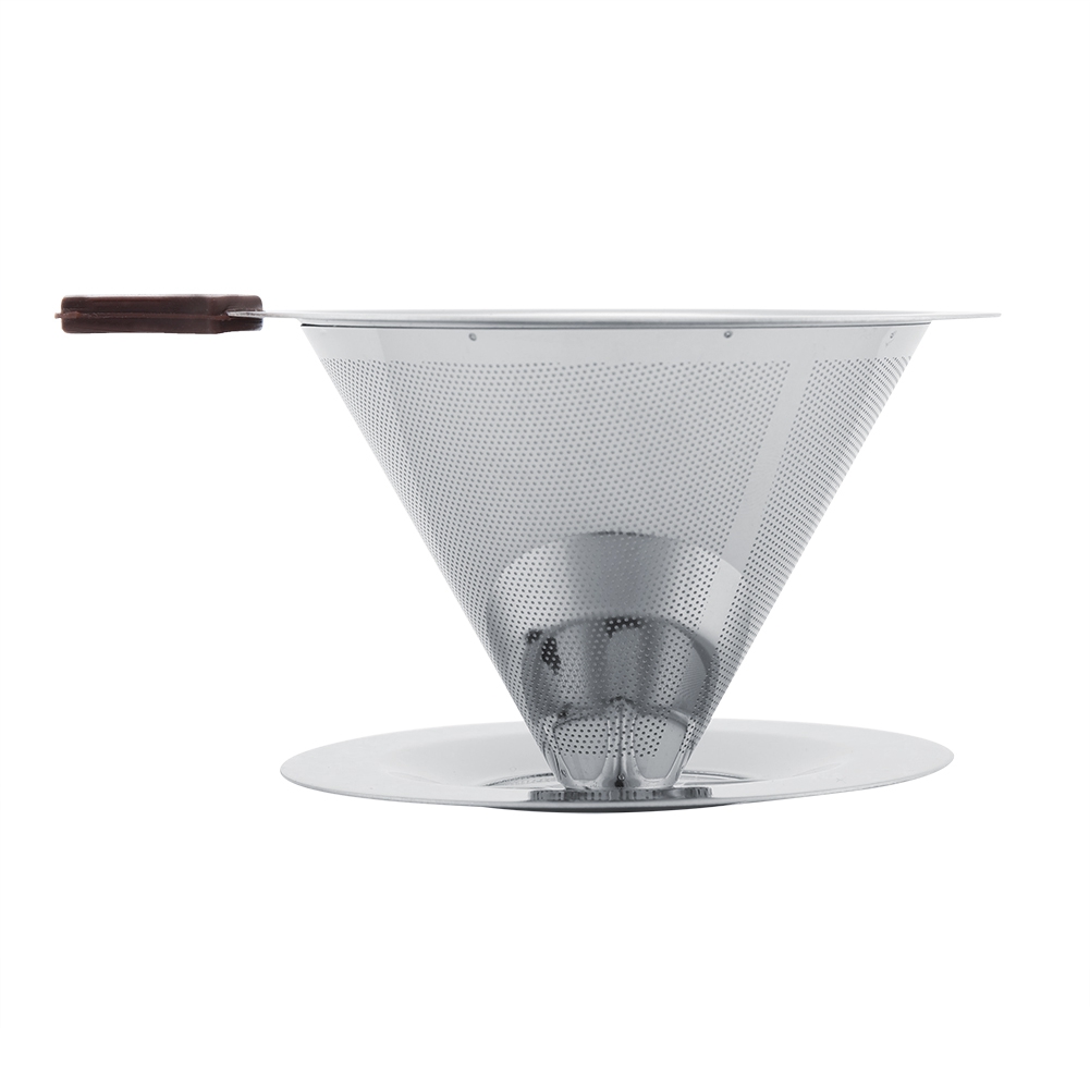 Wiederverwendbarer Doppelwandiger Kaffeefilter Aus Edelstahl Mit Becherhalter