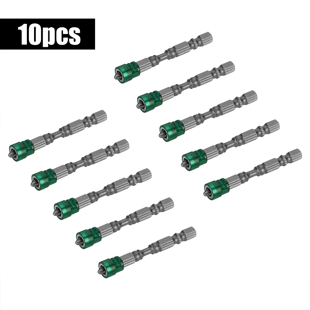 10 Magnetische Ph2-schraubendreherbits Mit 1/4-zoll-sechskantschaft (grüner Magnet)