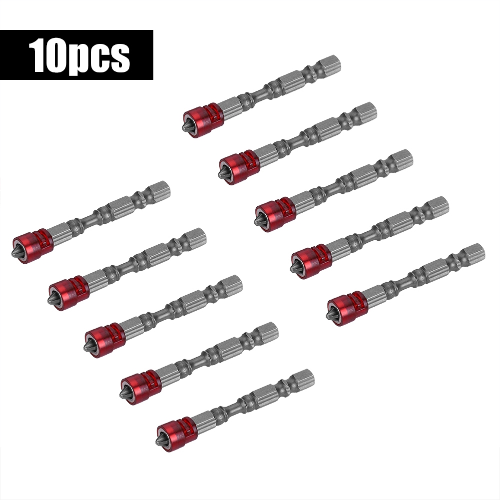 10 Magnetische Ph2-schraubendreherbits Mit 1/4-zoll-sechskantschaft (roter Magnet)