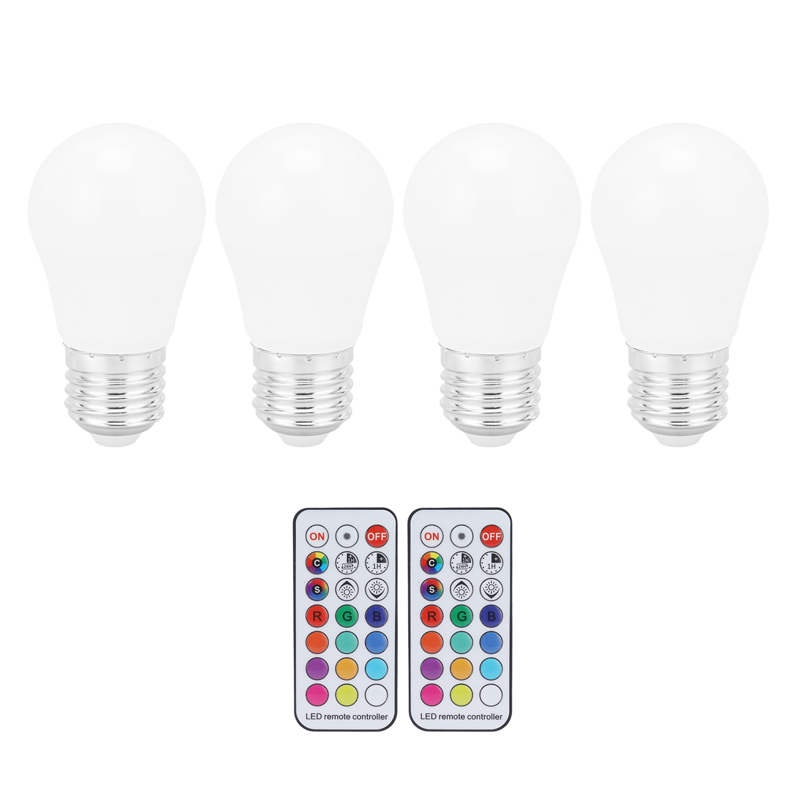 4er-pack Rgb-led-lampen Mit 12 Farben, 5 W, 500 Lm, Dimmbar, E27/e26-sockel, Farbige Spirallampen