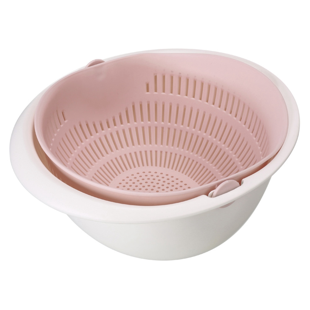 Doppellagiger Obst- Und Gemüseabtropfkorb, Sieb, Küchenutensil (rosa)