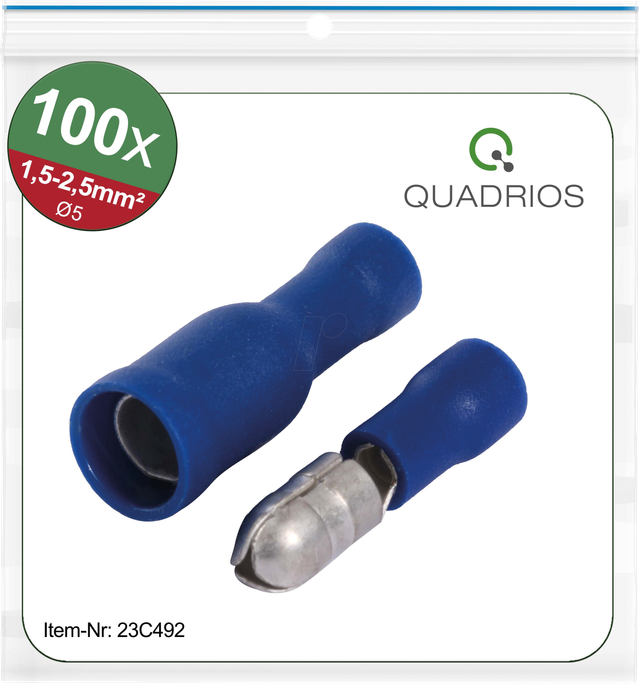 Quadrios - 23c492 Rundstecker 1.5 Mm² 2.5 Mm² Blau 100 St.