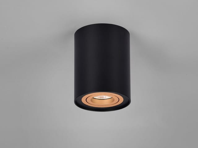 Led Deckenstrahler Schwarz-gold Mit Schwenkbarem Spot, Ø 9,6cm