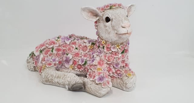 Dekofigur Blumenschaf Liegend 23 X22x 41 Cm