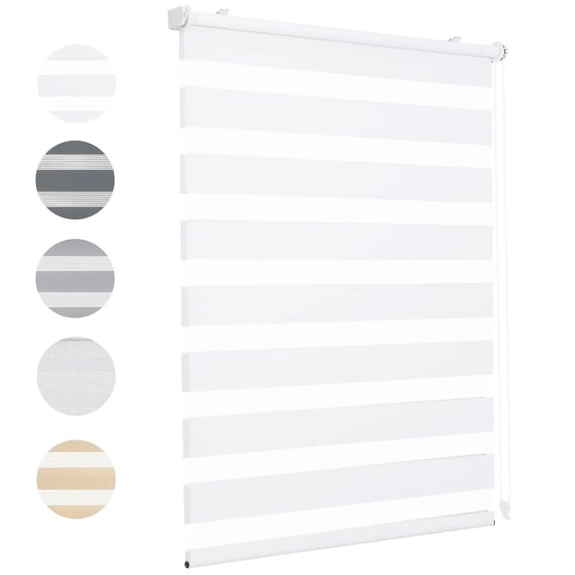 Doppelrollo Klemmfix Ohne Bohren Für Fenster Ohne Bohren Doppelrollo Duo Rollo Jalousie Sonnenschutz, Weiß, 95x150cm