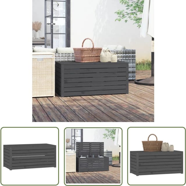 The Living Store - Gartenbox Grau 101x50,5x46,5 Cm Massivholz Kiefer - Gartenbox - Holz Gartenbox - Outdoor Box - Lagerbox - Werkzeugkasten