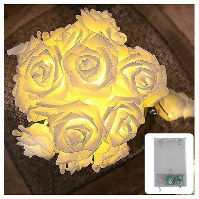 Weiße Rosen-led-lichterkette – 3 M, Batteriebetrieben, 20 Blumen, Warmweiße Rosen-lichterkette, Dekoration Für Schlafzimmer, Schminktisch, Batteriebetriebene Rosen-lichterkette