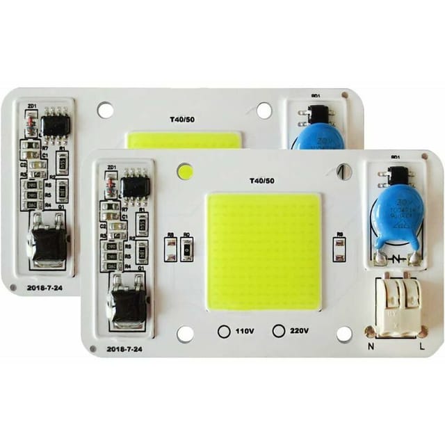 Jalleria - 2 Stück Led-chip, 50 W, Weiß, 6000 K, 220 V, Cob-led-chip, Kein Löten Erforderlich, Integrierter Smart-ic-treiber Für Led-flutlicht