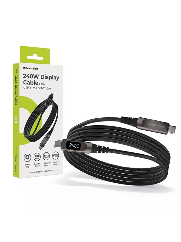 Mobile Origin CB4 240W Display Cable USB-C to USB-C 15m