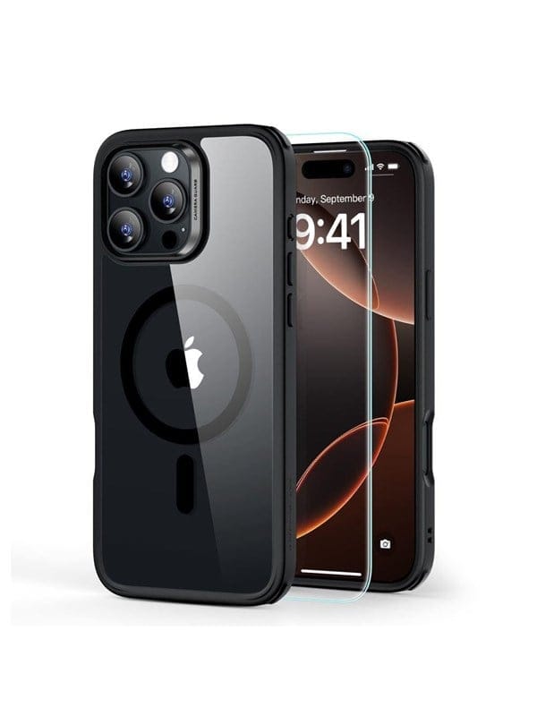 ESR Classic Hybrid Halolock MagSafe Case Tempered Glass for iPhone 16 Pro Max - Clear with Black Frame