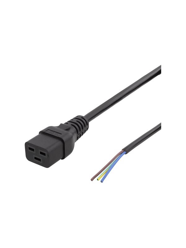Deltaco DEL-109UA - power cable - IEC 60320 C19 to bare wire - 2 m