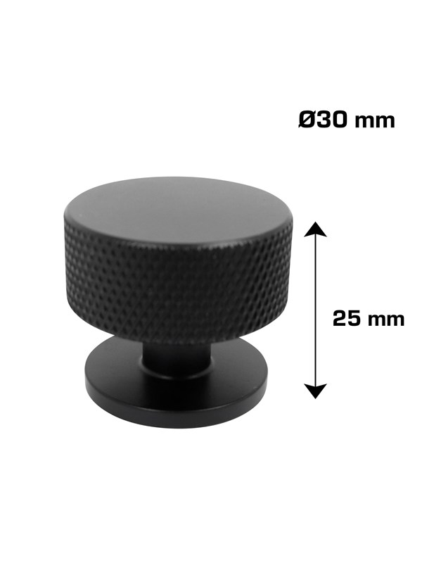 Homeit Knurled Furniture Knob Matte Black Set of 2