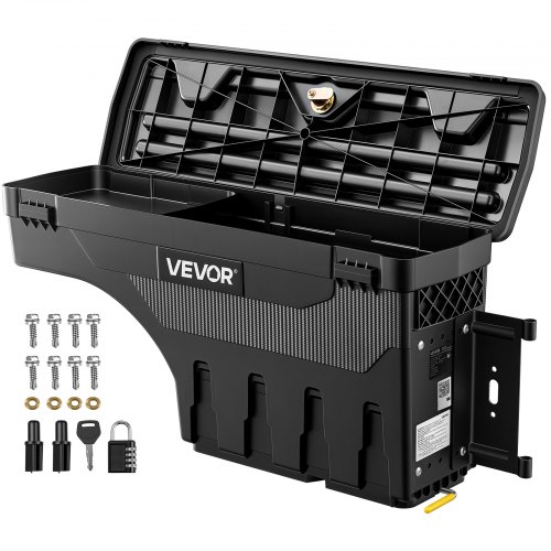 VEVOR Pickup Werkzeugbox 25 L Dodge Ram 1500 2500 3500 (Baujahre 2002–2018) für Beifahrerseite Rechts (Bohren Erforderlich), um 180° Ausschwenkbar, Wasserdicht, Sicherungsschloss, ABS-Werkzeugkasten