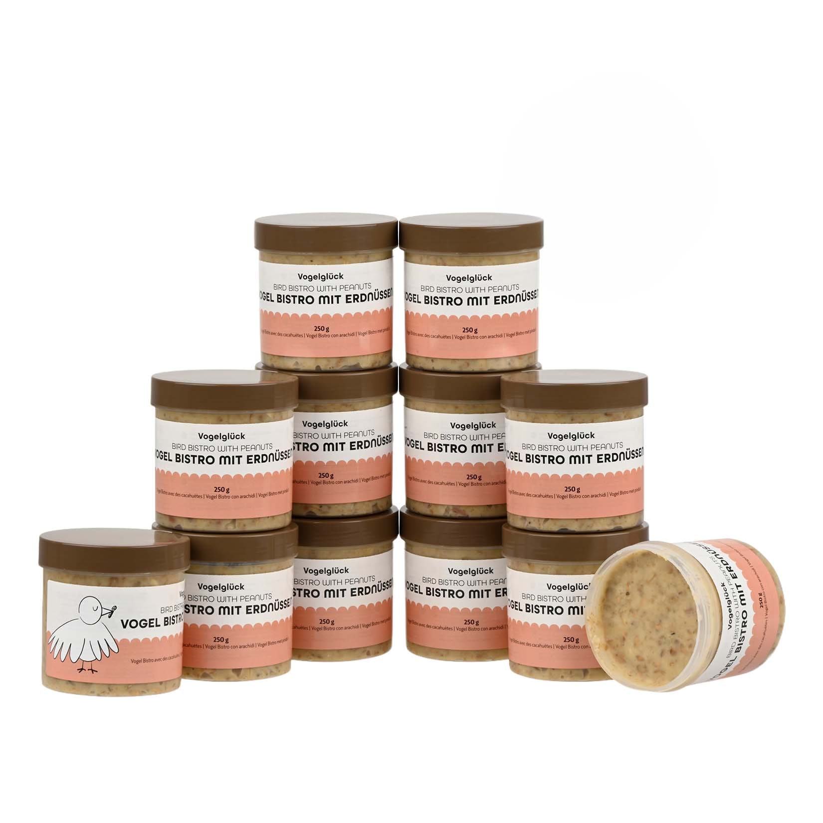 Vogelglück Bistro Erdnüsse im Becher, 12er Pack