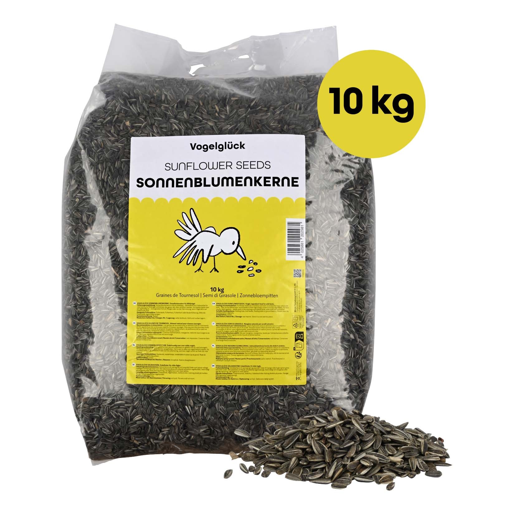 Vogelglück Sonnenblumenkerne für Wildvögel, 10 kg