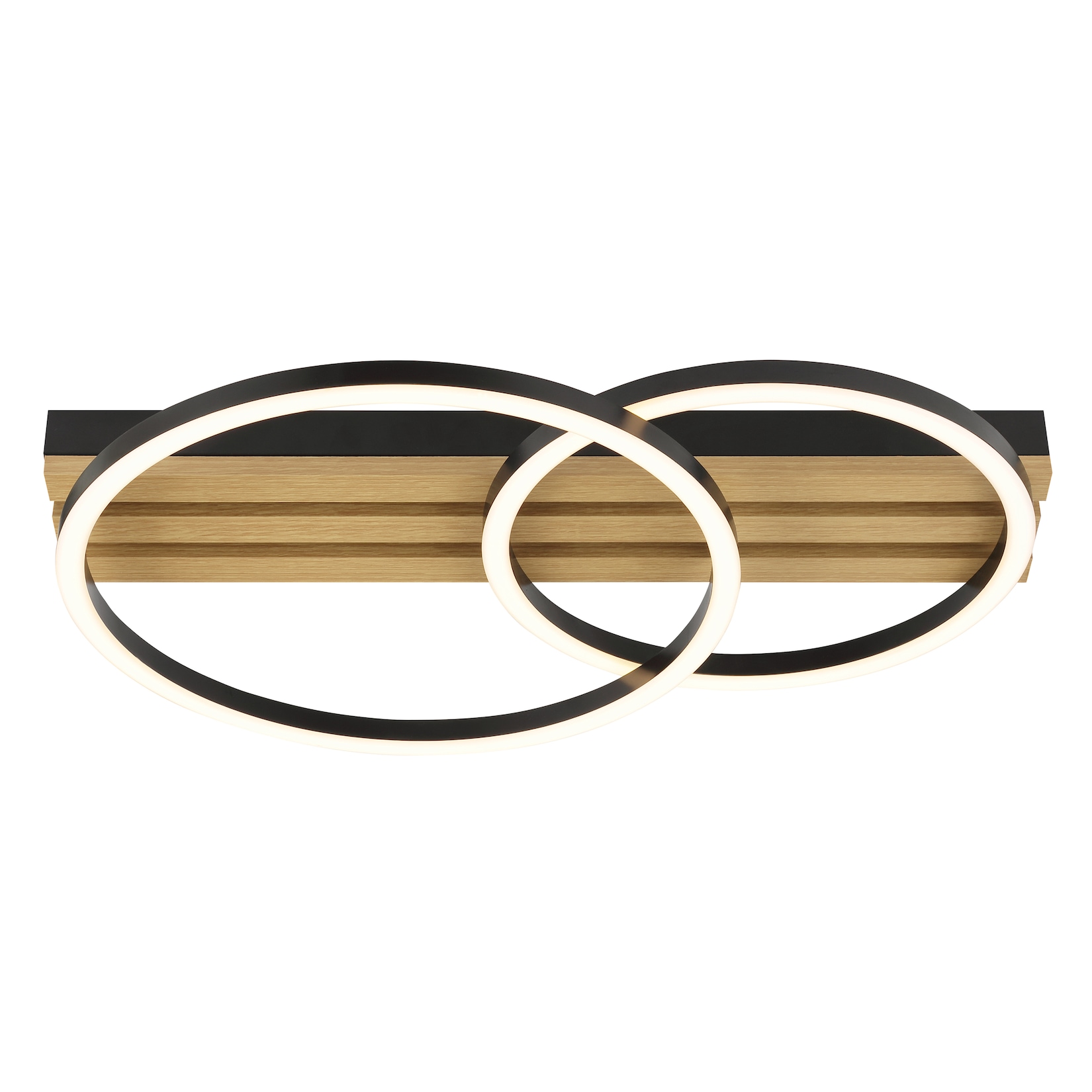 BRILLIANT Deckenleuchte Calma LED, 54x37 cm, 3000 lm, 3000 K, dimmbar, Holzpaneel