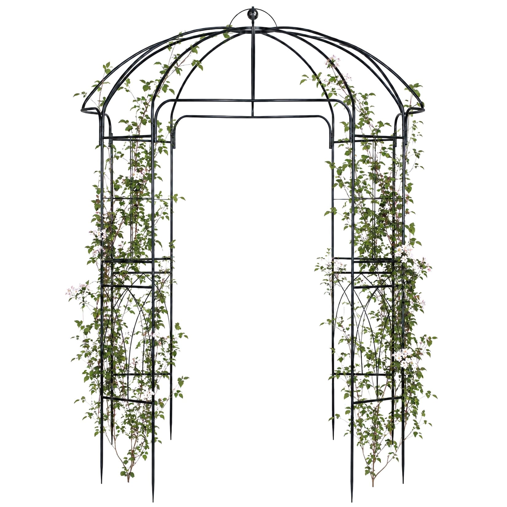 CLP Gartenpavillon aus Metall Keira, pulverbeschichteter Rosenbogen mit Rankhilfe für Kletterpflanzen, Ø 200 x 270 cm, für Garten und Terrasse