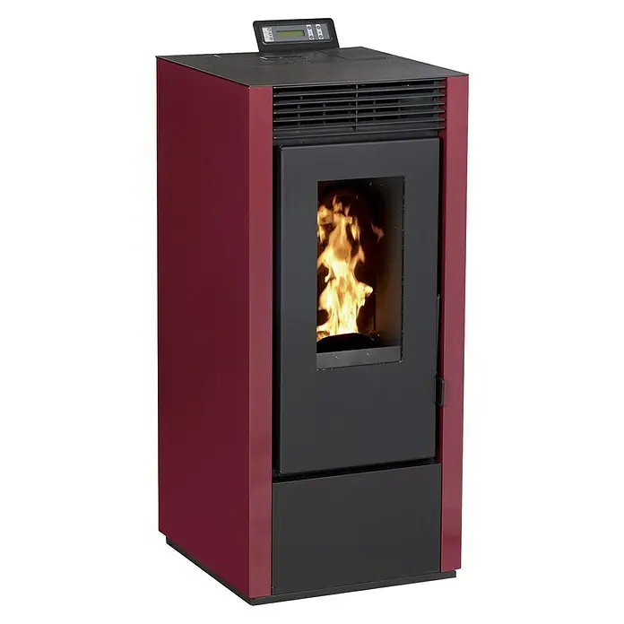 Pelletofen Marina 14 (12,1 kW, Raumheizvermögen: 340 m³, Farbe Verkleidung: Bordeaux, Kanalisierbar)