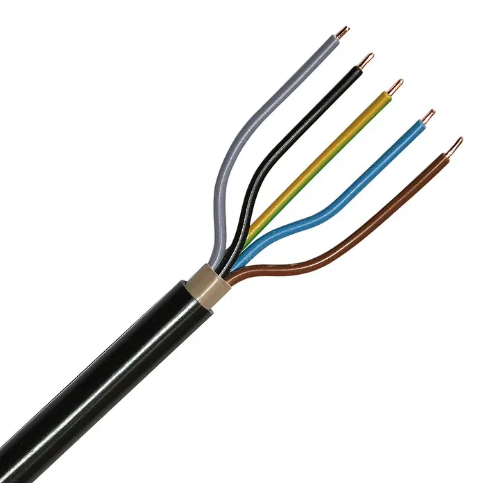 Erdkabel (NYY-J, 5 Stk., 10 mm², 25 m, Schwarz)
