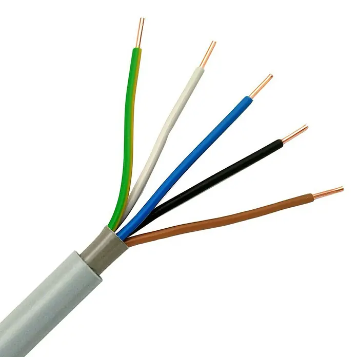 Feuchtraumleitung (NYM-J, Aderquerschnitt: 4 mm², Anzahl Adern: 5 Stk., Länge: 50 m, Grau)