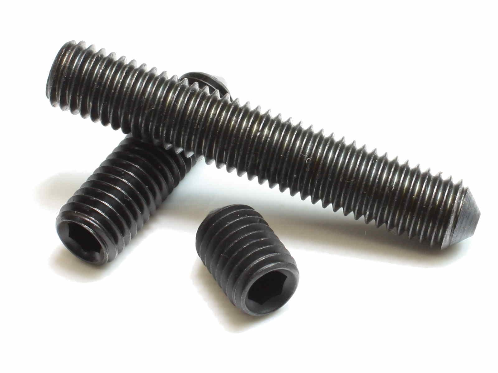 M4 DIN 914 45H Gewindestifte Spitze InnenSK Madenschrauben blank schwarz ISO4027