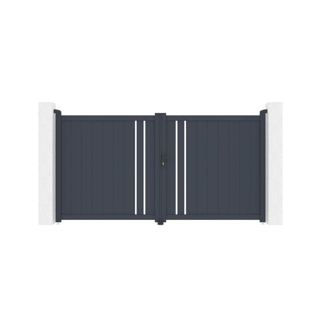 Casanoov Flügeltor Giona 300x140cm Aluminium & Tor 100x140cm Grau