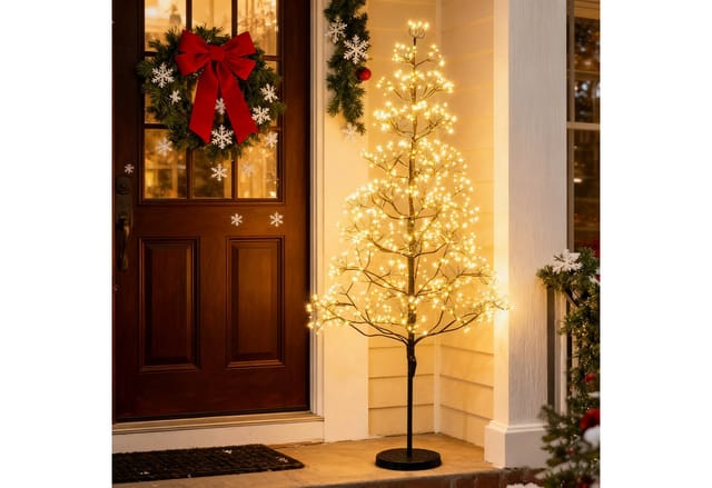 Costway Led Lichterbaum Birkenbaum mit Warmweißen Led-Leuchten 120 cm