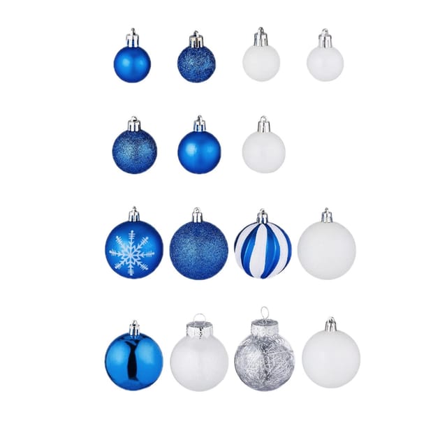 Relaxdays Weihnachtskugeln Kunststoff Blau Matt Glänzend Glitzernd 101er Set