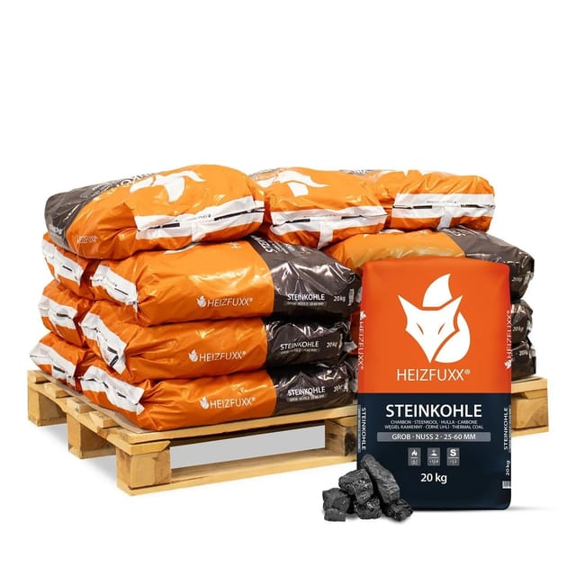 Heizfuxx Steinkohle 25-60 mm 20kg x 15 Sack 300kg Palette
