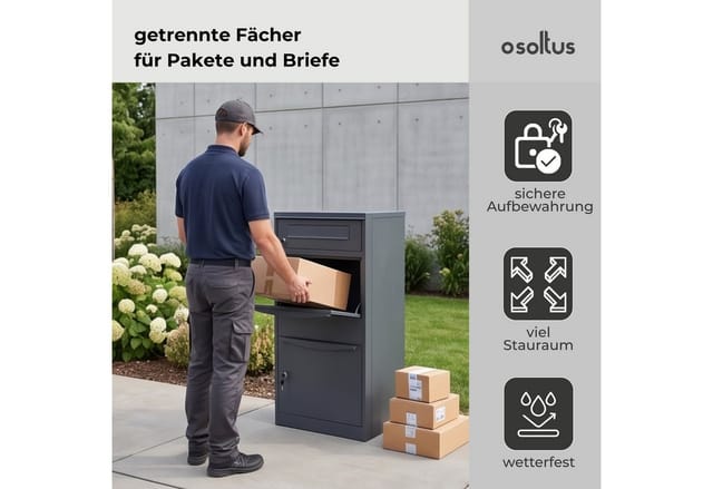 osoltus Paketbox L Briefkasten Standbriefkasten 112 X 50 Cm Anthrazit