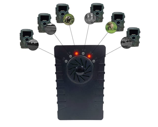 Berger & Schröter Wildkamera 4K/ Melder + Empfänger (Revier, Wildbeobachtung, Jagd, für bis zu 6 Wildkameras mit Ton- oder LED-Meldung)