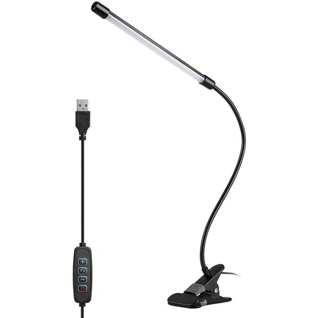 Multifunktionales Led-licht, 3 Beleuchtungsmodi, 10 Helligkeitsstufen, 360° Verstellbar, 150 Cm Kabel, Usb, Schwarz