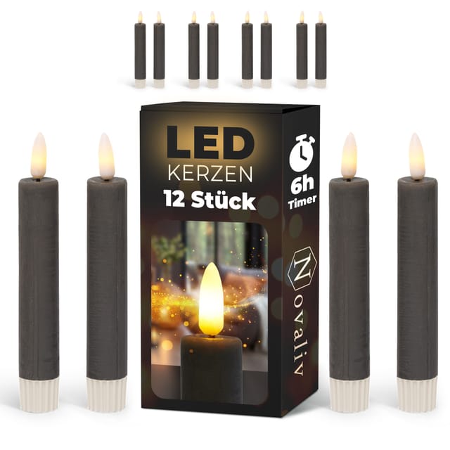 Novaliv - 12x Led Kerze Echtwachskerzen