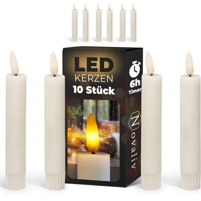 Novaliv - 10x Led Kerze Echtwachskerzen
