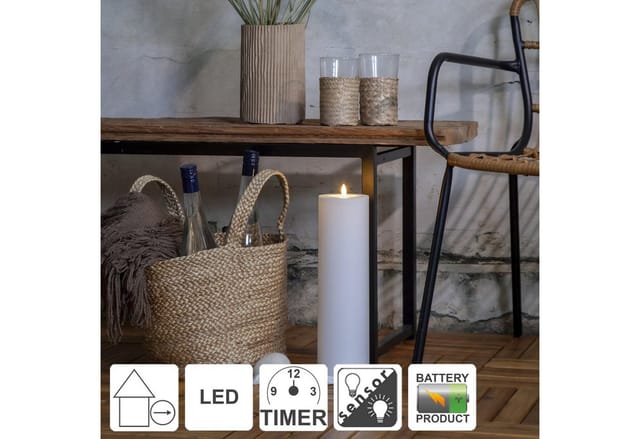 Led-kerze ,flamme Rak', Outdoor, Weiß, 37cm