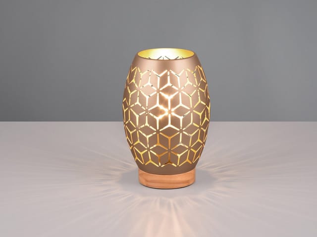 Meinewunschleuchte - Kleine Led Tischleuchte In Coffee Mit Ausgefallenem Stanzmuster, H: 21cm