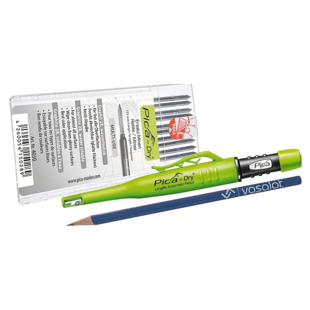 Pica Dry Tieflochmarker Set - Druckbleistift Mit Automatischem Minenvorschub Und 10 Ersatzminen Graphit 2b